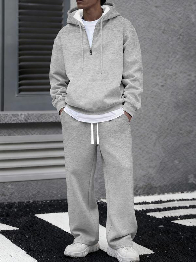 Elevate Your Style with Our Men's Casual Half Zip Hoodie & Drawstring Sweatpants Set - Perfect for Fall & Winter